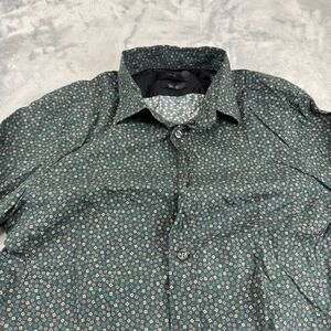 Diesel Shirt Mens Small Green Floral Geometric Button Golf Party Club Slim Fit